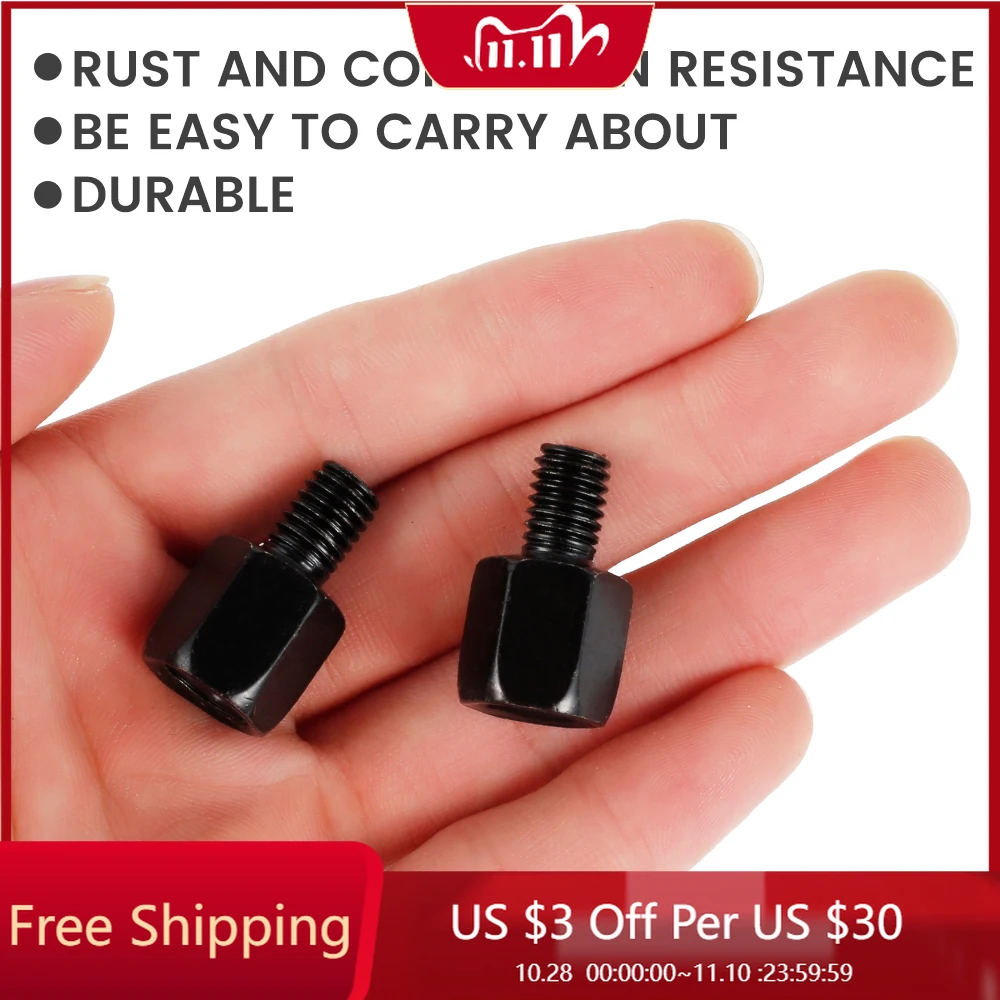 

1 Pair Black Motorcycle Mirror Adapters M10 M8 Rearview Mirrors Conversion Bolt Clockwise Anti-clock Right Left Thread