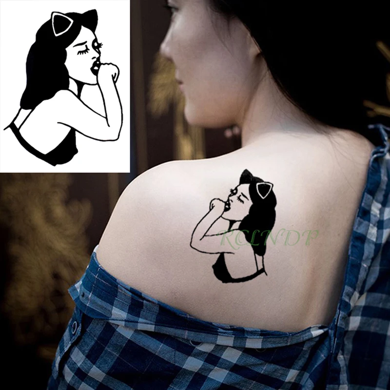 Waterproof Temporary Tattoo Sticker Sexy Girl Fake Tatto Cool Smoking lady Flash Tatoo Shoulder Wrist belly Foot For Men Women | Красота и