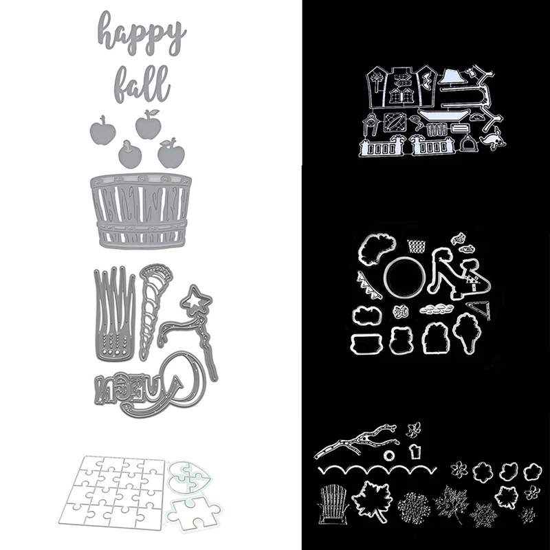 

Harvest Leaves Template Puzzle Love Metal Cutting Dies For DIY Scrapbooking Card Making Decoration Supplies
