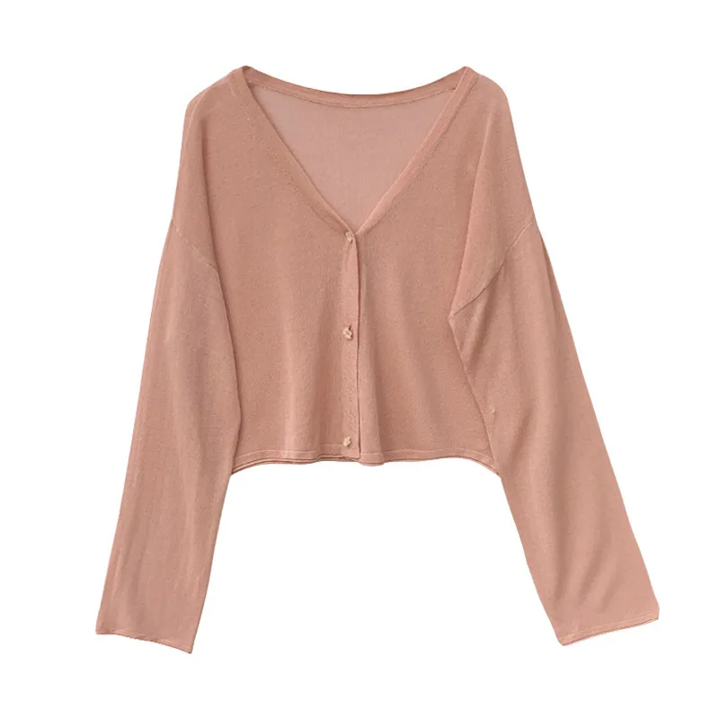 

Summer Knitt Pink Cardigan Women Korean Fashion Style Clothes 2021 Long Sleeve Women kawaii sweater cardigan Casual Pink tops