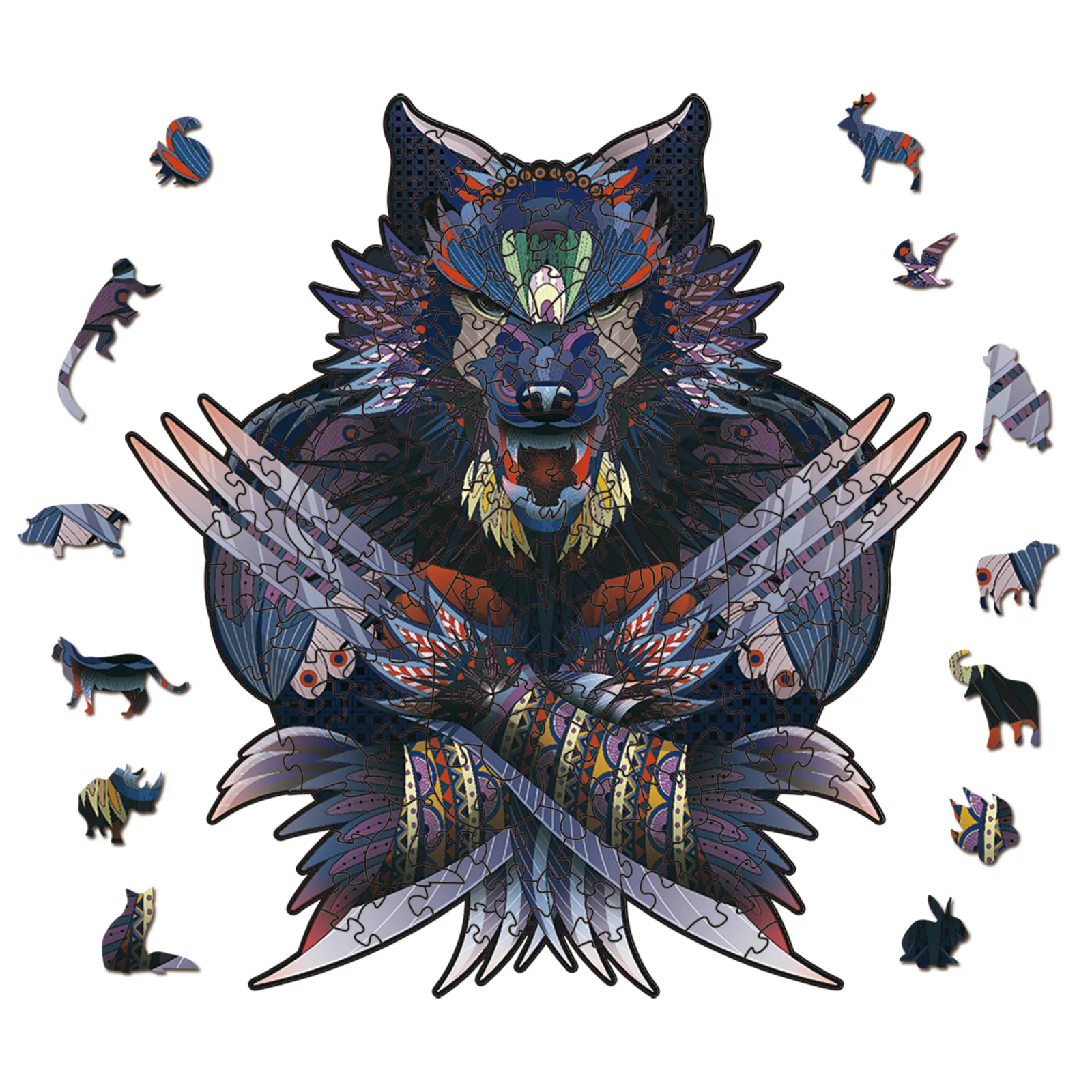 

Металлическая Волчья деревянная загадочная головоломка в форме животного 3 размера уникальная фотоигрушка для детей обучающий подарок