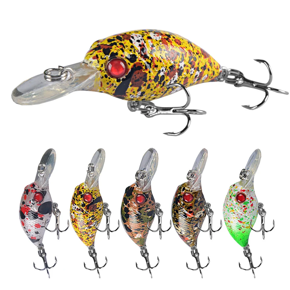 

1 шт. 4,5 см 3 г кренкбейт, приманка для рыбной ловли, искусственная приманка с объемными глазами, пластиковая жесткая приманка, рыба, искусстве...