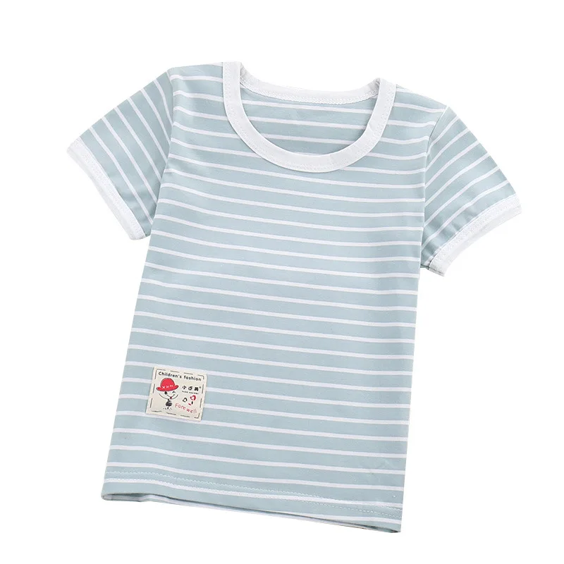

Wholesale Summer Popular Casual Style Boys and Girls Boutique T Shirt Regular Short Sleeve Striped Clothes Children Clothing