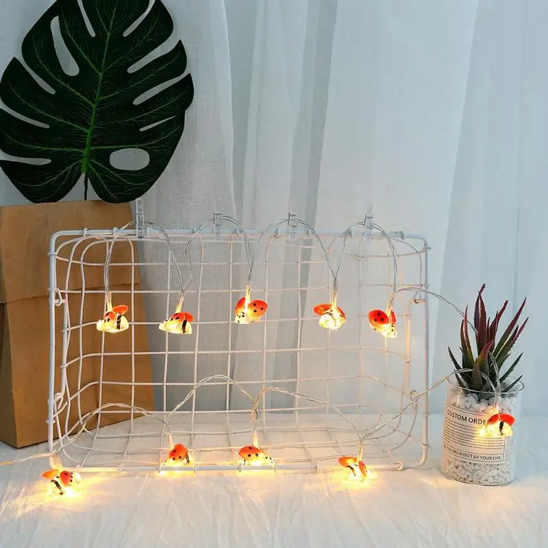 Светодиодный гирлянды в форме божьей коровки 10 светодиодный водонепроницаемый