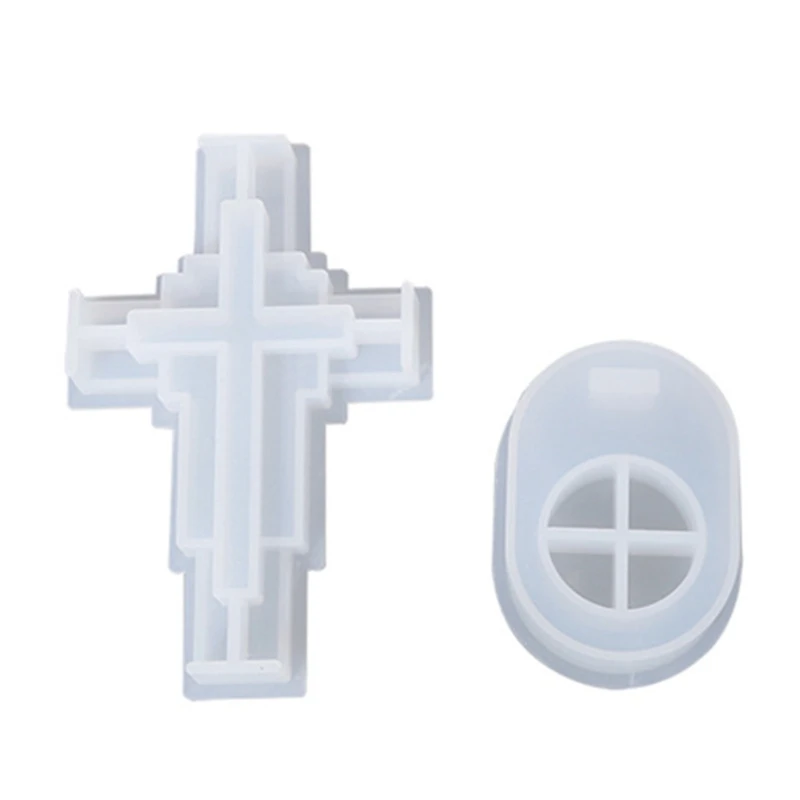 

R58E DIY Silicone Mold Candle Holder Mould Handmade Unique Cross Candlestick Mold Tea Wax Cup Mold for Blessing Ceremony