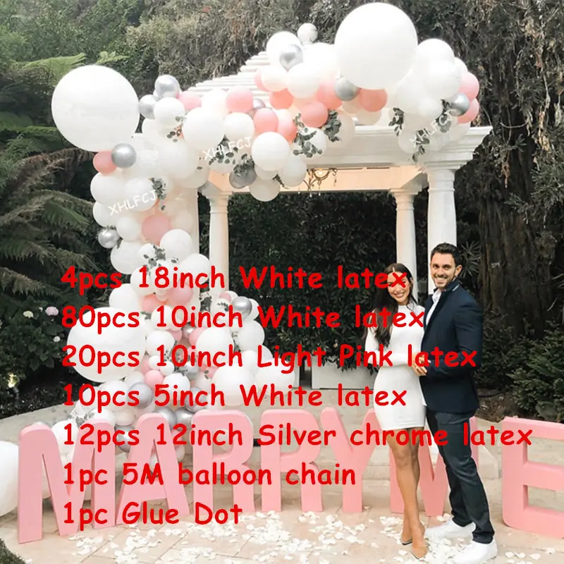 128pcs/lot 5/10/18inch White latex Balloon Arch Kit Baby Shower Weeding Birthday Bachelorette Party Backdrop Background Decor