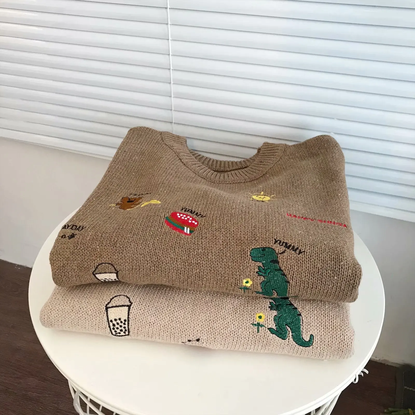 

2020 Fall Winter New Fashion Cartoons Suede Sweater Long Sleeve O-Neck Women Casual Warm Pullovers Korean Sweater Oversize Women