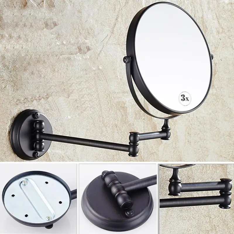 

Bathroom Accessories Makeup Mirror Bath Mirror Antique Bronze Wall Mounted Magnifier Bathroom Mirrors Bathroom Hardware