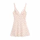 Женское винтажное платье на бретельках, повседневное короткое платье без рукавов с принтом, сарафан с V-образным вырезом, лето 2021