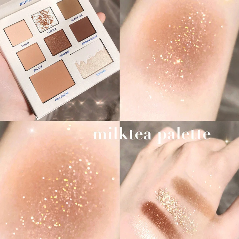 Милый молочный чай палитра теней для век водостойкая блестящая Бриллиантовая