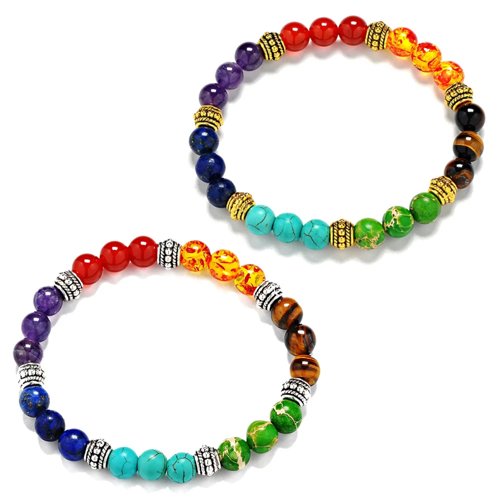

Buddha bead bracelet CHAKRA seven CHAKRA Yoga energy stone bracelet