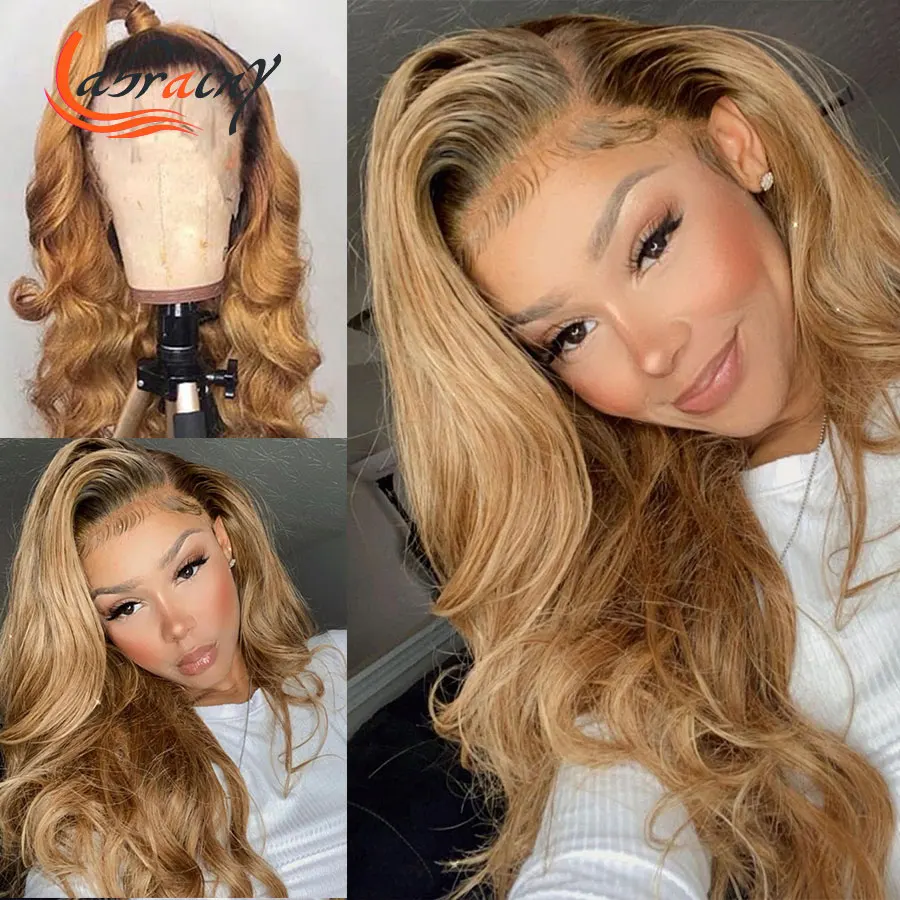 13X6 Highlight Honey Blonde Lace Front Human Hair Wigs Body Wave HD Transparent Full Lace Frontal Wig Pre Plucked Lace Closure