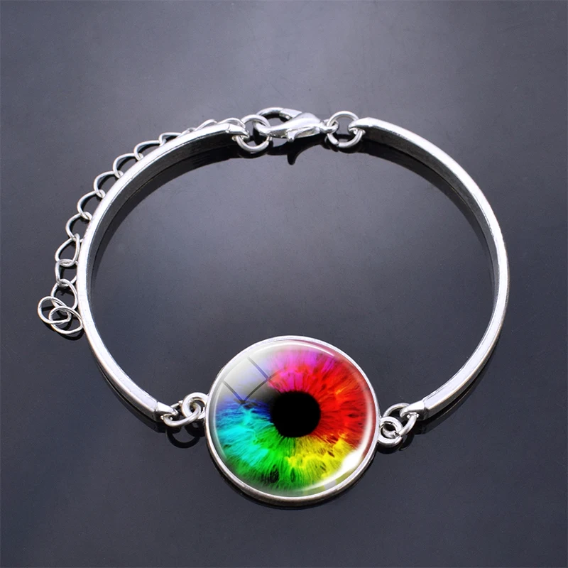 Браслет с радужными глазами ручной работы черные и коричневые кожаные плетеные