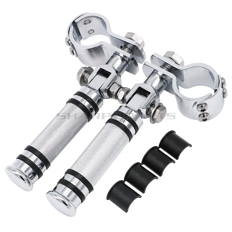 C-Chrome " 1-1/4" 1,2" мотоцикл автострада Крушение Бар защита двигателя подножки крепежные зажимы комплект для Yamaha Suzuki Kawasaki - Цвет: C-Chrome