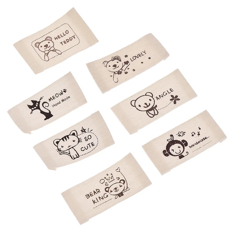 Стирающаяся ткань ручной работы с милыми животными наклейки этикетки для