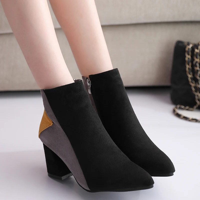 Новые зимние сапоги из искусственной замши Женские модные разноцветные