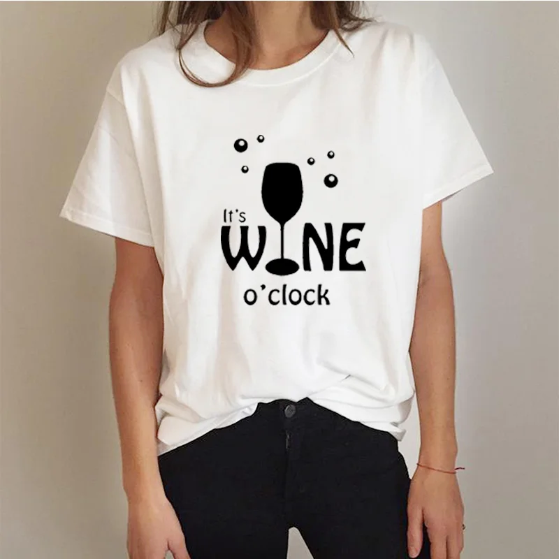 Женские топы it WINE Clock женский с надписью Футболка Повседневная хлопковая