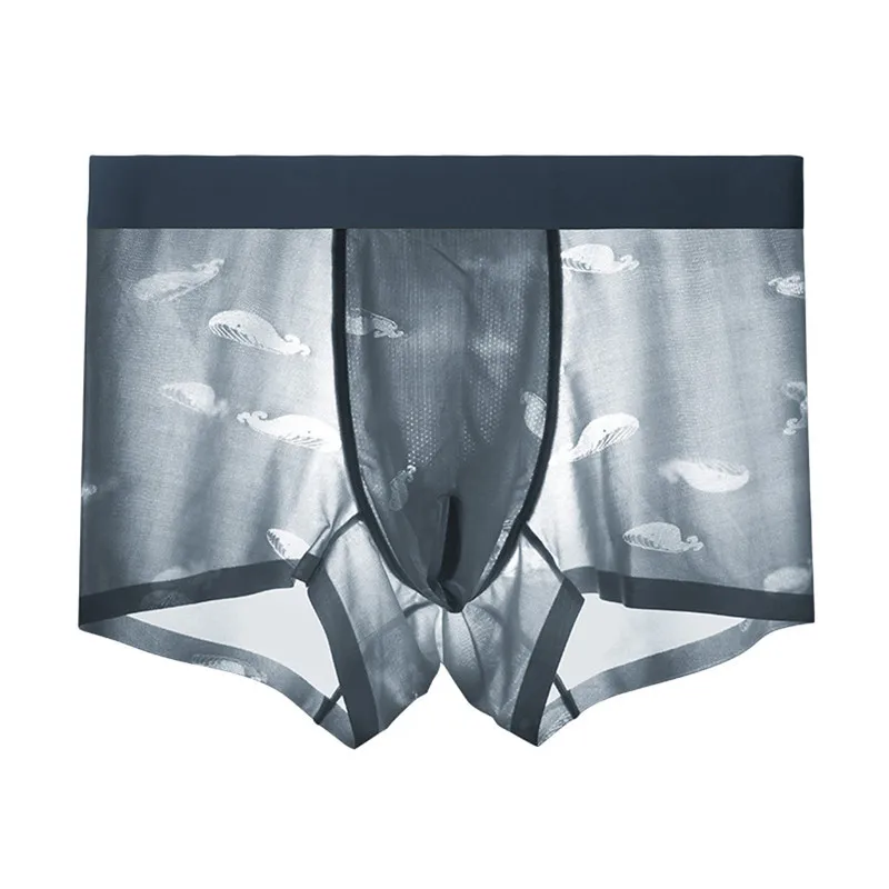 

Efficient Antibacterial Inner Crotch Mens THIN Underpants Style Whale Print MALE Free Breathing Underwear Four Shorts