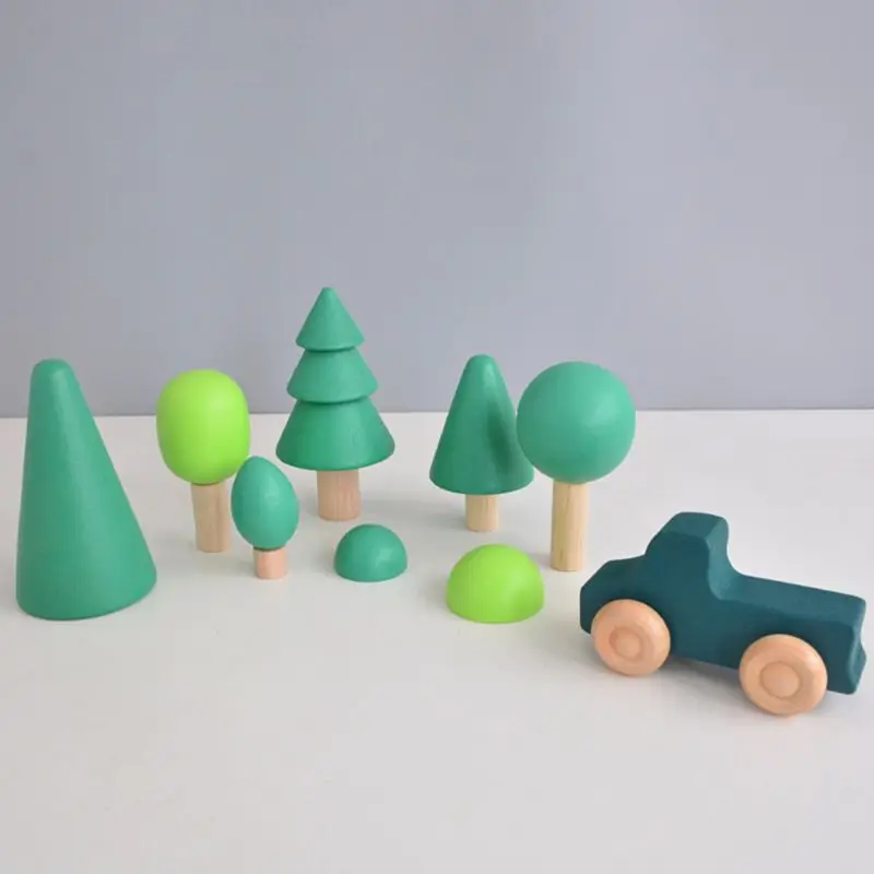 

Kids Wooden Rainbow Car Building Blocks Child Puzzle Educational Toys Birthday Gifts