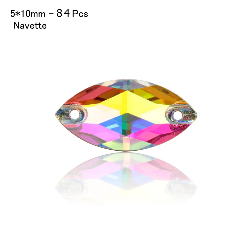 Navette-5x10mm-84pcs Лидер продаж 8 видов AAAAA бутик кристалл AB пришить стразы бусины, швейные бусины для изготовления ювелирных изделий - Цвет: Navette-5x10mm-84pcs