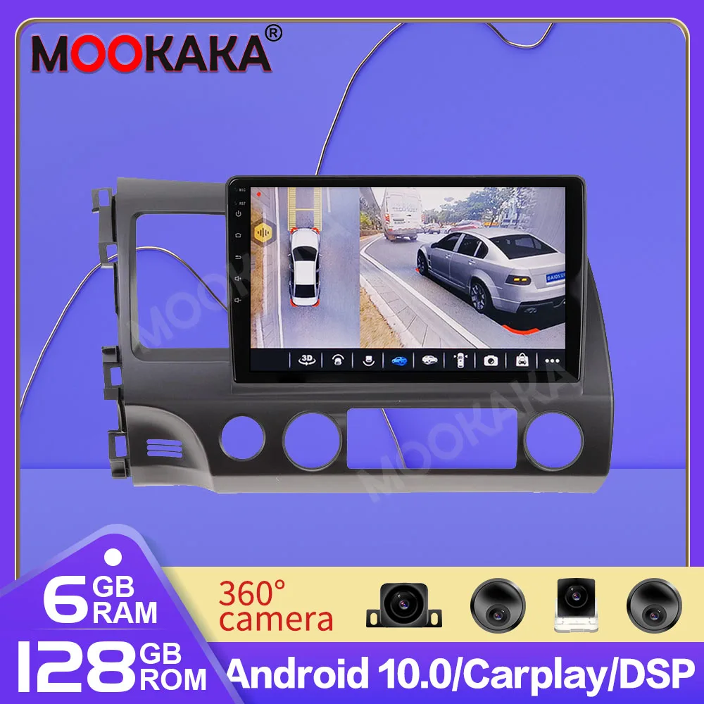 

Автомобильный мультимедийный плеер Android10.0, GPS для Honda Civic 2006, 2007, 2008-2011, видеоплеер с GPS-навигацией и Carplay на 128 ГБ