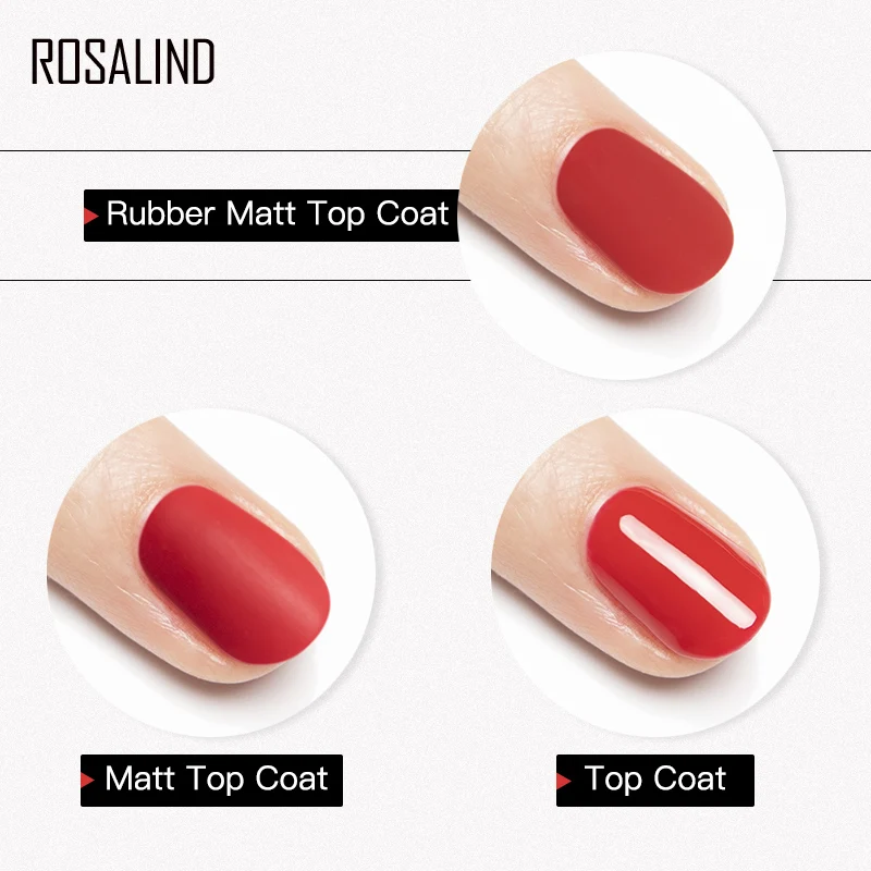Резиновое матовое верхнее покрытие ROSALIND для ногтей яркий лак дизайна УФ