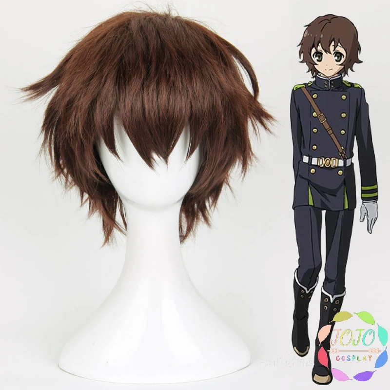 

Seraph of The End Yoichi Saotome Short Brown Cosplay Heat Resistant Synthetic Hair Halloween Carnival Patry + Free Wig Cap
