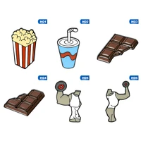 chocolate soda popcorn calories or fitness enamel pin brooches shirt lapel bag badge sports jewelry gift for kid friends