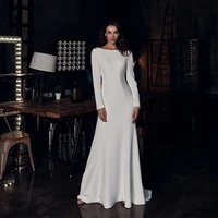 vintage guest wedding dresses for woman long sleeves backless floor length bridal gown sweep train custom a line vestido noche
