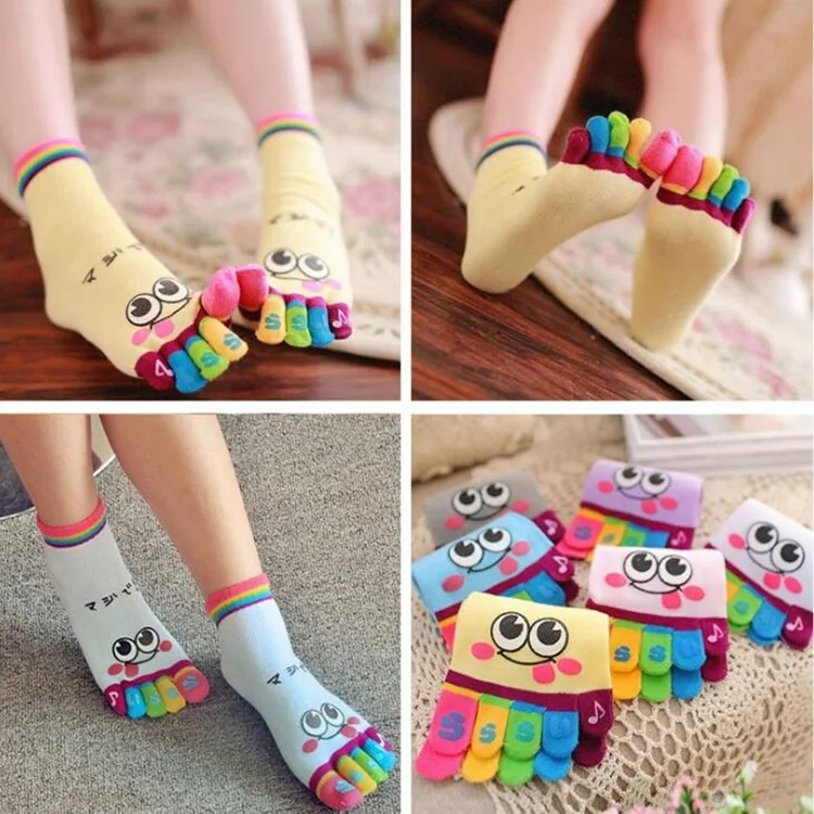2020 Fashion socks Lady Women Girls Cartoon Toe Socks Five Finger Socks Cotton Funny Socks absorbent,breathable prevent friction