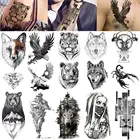 Тигр Временные татуировки животные тело нарукавник солдат поддельные татуировки наклейки Скорпион Волк Олень Лось Орел медведь предплечье тату наклейки