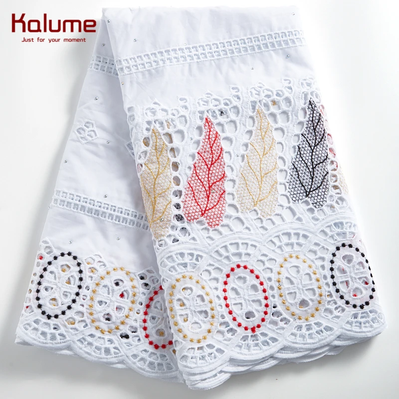 

Kalume 2021 Latest African Duibai Lace Fabric Hole Embroidery Nigerian Voile Cotton Lace Fabric For People Sewing Party F2289