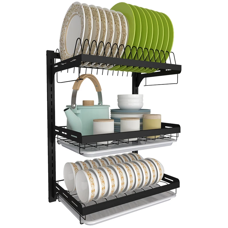 Black paint, stainless steel bowl stand, drain stand, kitchen shelf, 3 floors supplies, sink, dishes, receiving stand.