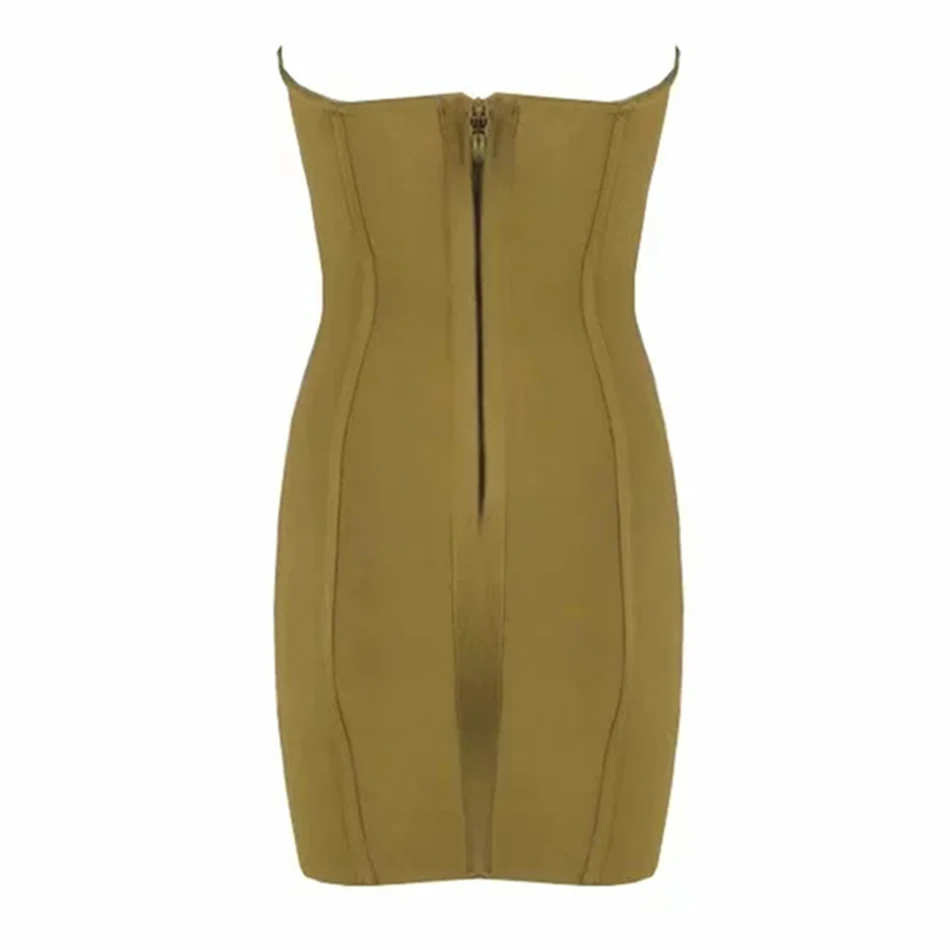 2021 Spring Women's New Army Green Bandage Dress Sexy Off Shoulder Sleeveless Bodycon Mini Club Party | Женская одежда