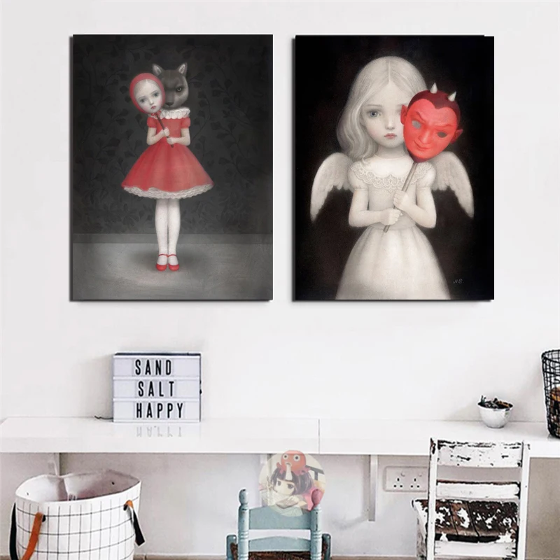 

Home Decor Nicoletta Ceccoli Canvas Print Doll Poster Girl Painting Modern Fairy Tale World Wall Art Office Fish Modular Picture