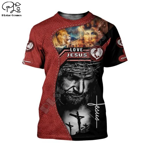 

PLstar Cosmos Christian Catholic Jesus God Guard Retro Streetwear 3Dprint Funny Men/Women Summer Casual Short Sleeve T-shirts A5