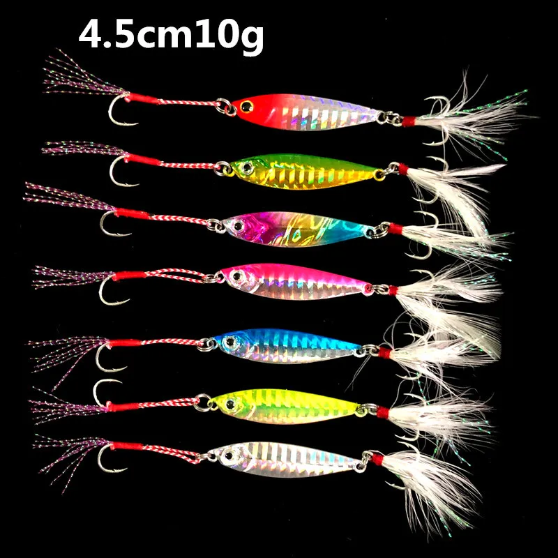 Fishing Slow Shaking Jigs Lure Shore Casting Jigbait Artificial Hard Metal Lures Bait Double Hooks 7g 15g 25g Lot 7 Pieces | Спорт и