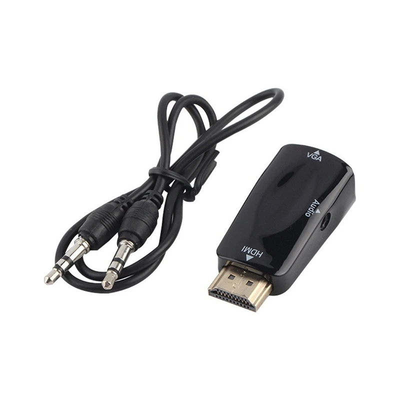 1080P HDMI к VGA Женский адаптер видео конвертер 3 5 мм o Выход кабель ярко-черный |