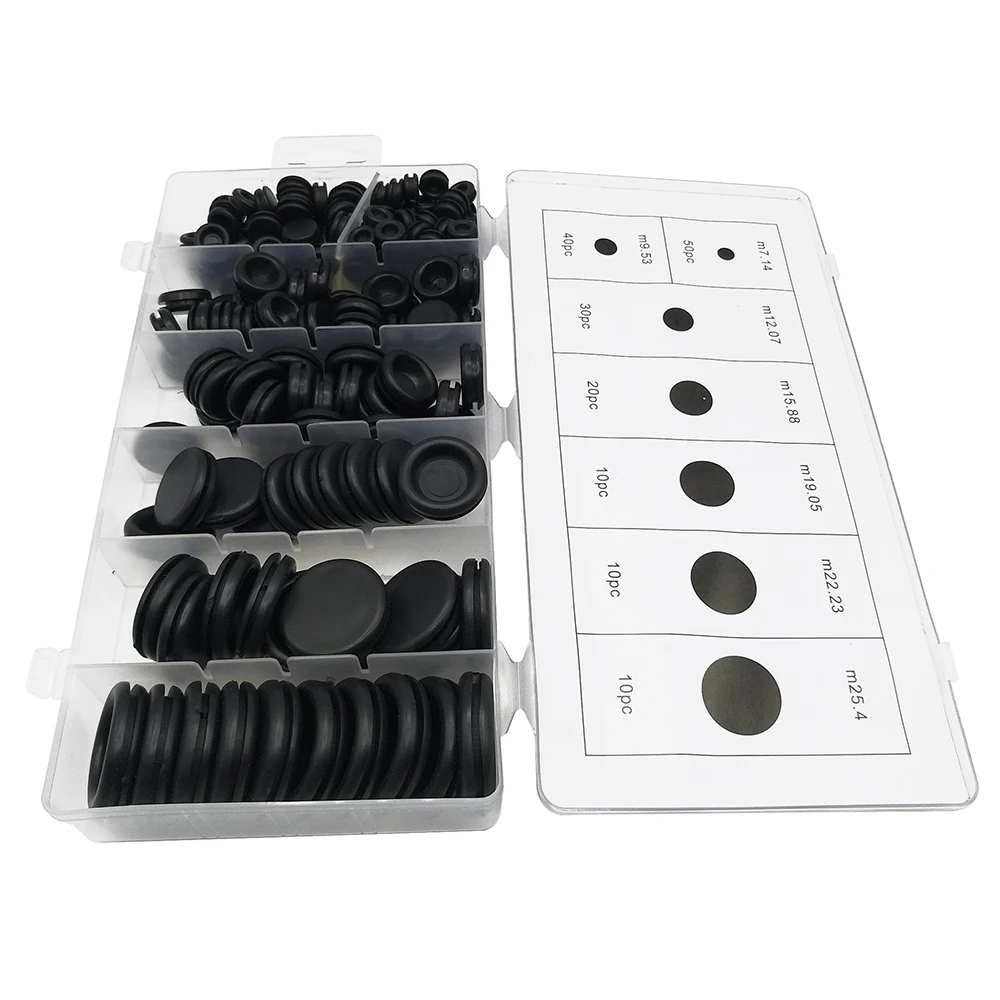 170pcs Black Rubber Grommet Firewall Hole Plug Retaining Ring Set Car Electrical Wire Gasket Kit For Valve Water Pipe tools set |