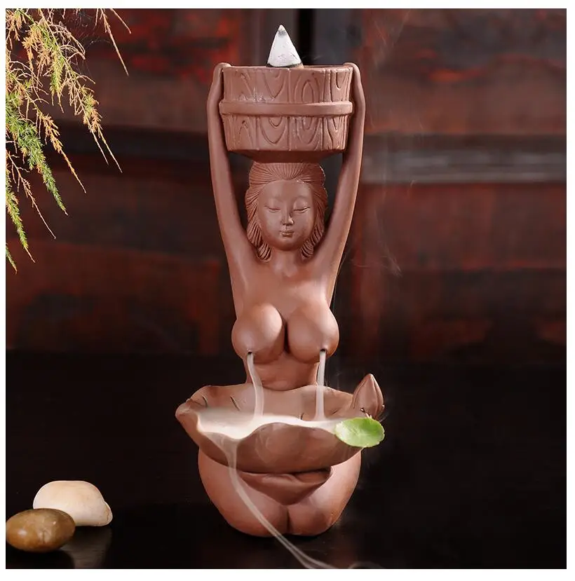 

Художественное тело, украшение для комнаты, Женская Красивая статуя для обратного курения, фиолетовые глиняные пески, керамический чай, дом...