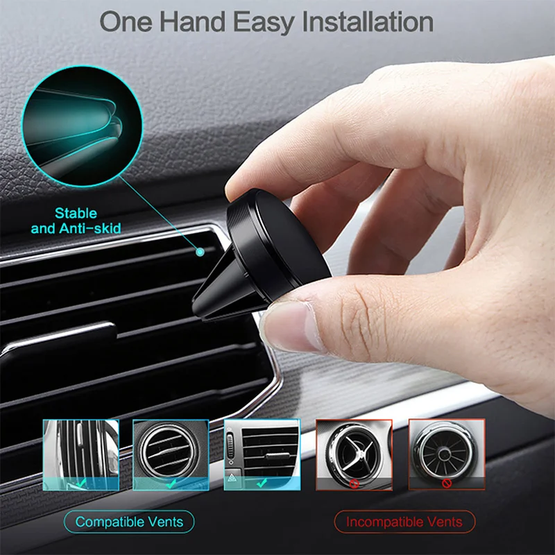 Round Magnetic Phone Holder in Car Stand Magnet Cellphone Bracket Car Magnetic Holder for Phone for iPhone  Pro Max Samsung