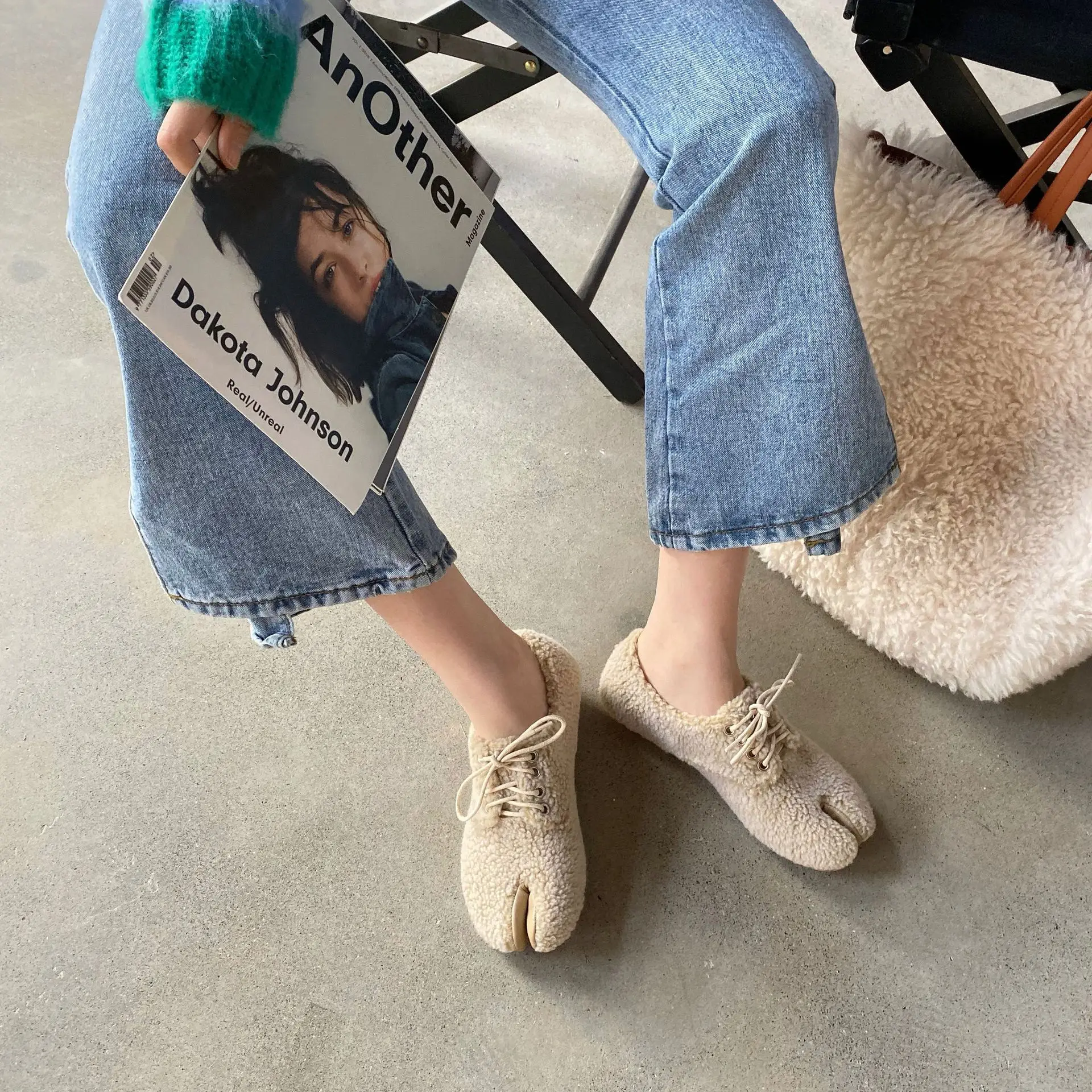 

Плюшевый ягненок шерстяной горох женская обувь плюс бархатная теплая зимняя обувь Лоферы Милая обувь Shunv Xie с хлопковой подкладкой