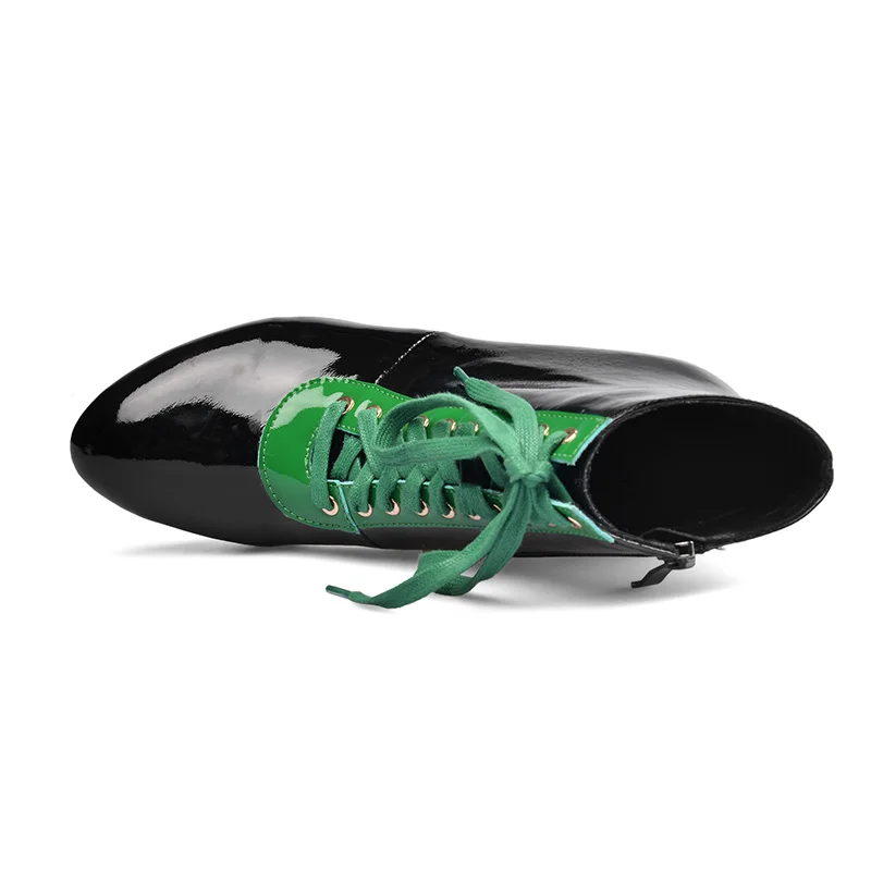 Женские ботинки из натуральной кожи Phoentin ботильоны на среднем каблуке шнуровке с