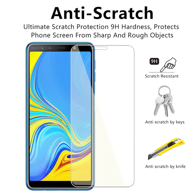 3 шт. закаленное стекло для Samsung Galaxy A6 Plus A6Plus J4 J6 J8 A7 2018 Защита экрана A8 plus |
