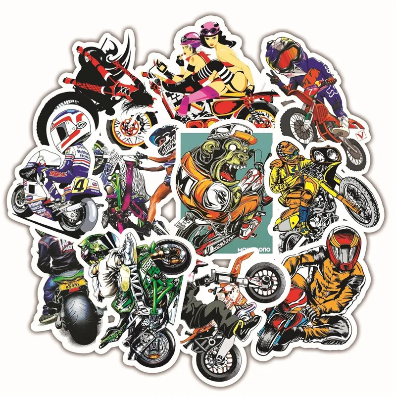 

10/30/50 PCS Motorcycle Graffiti Car Does Not Repeat PVC Waterproof Scooter Decoration Mobile Phone Computer Stickers