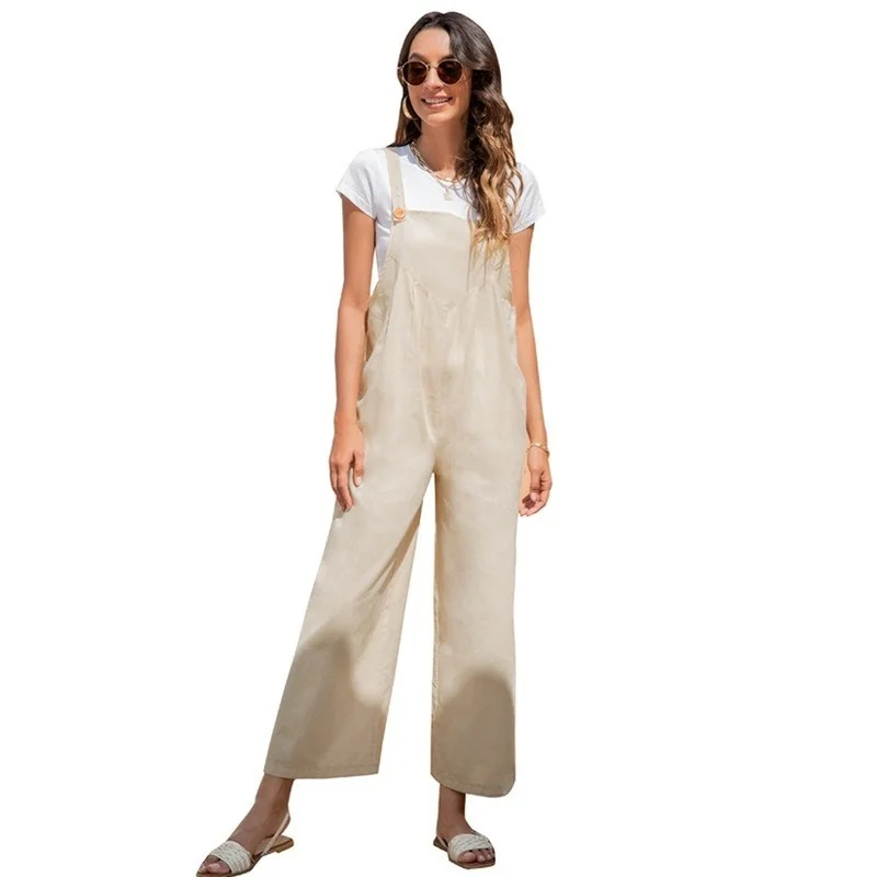 

2021 Women's Summer New Retro Leisure Strap Wide Leg Pants
