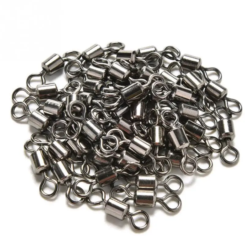 

100pcs/set Fishing Barrel Bearing Rolling Swivel Solid Ring LB Lures Connector 14 Size Fishing Tackle Accessories Fish Tool