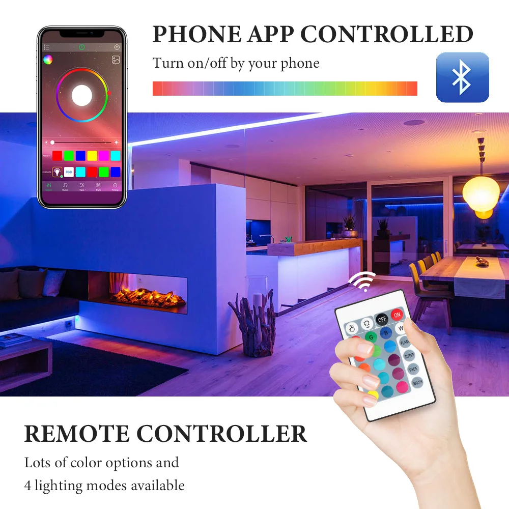 12 В Светодиодная лента RGB 5050 для светодиодное украшение с bluetooth-контроллером и 24Key