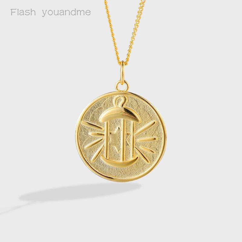 

Real s925 Sterling Silver Coin Pendants And Necklaces Gift For Women Gold Chain Design Light Luxury Accessories Fine Jewellery