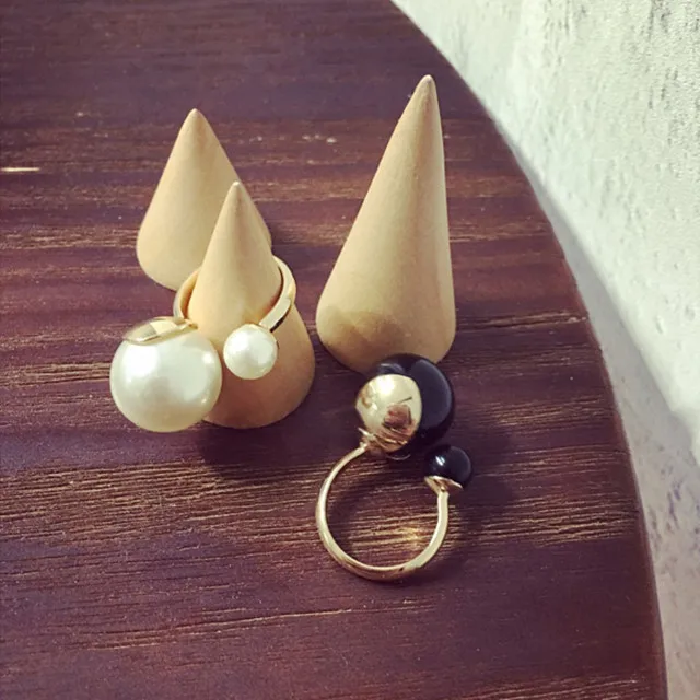 

Korea Style Big Small Pearl Ring Open Adjustable Rings For Women Black White Simple Trendy Finger Jewelry Fashion Gift Bague